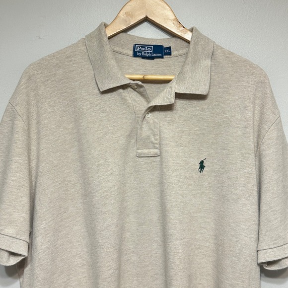 Polo by Ralph Lauren Mens XXL Polo Shirt Short Sleeve Beige Cotton Casual Preppy - Picture 3 of 11